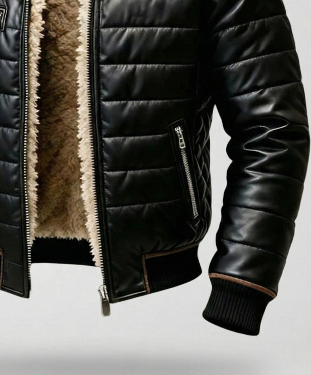 Francisco™ - Chaqueta acolchada negra con forro de sherpa