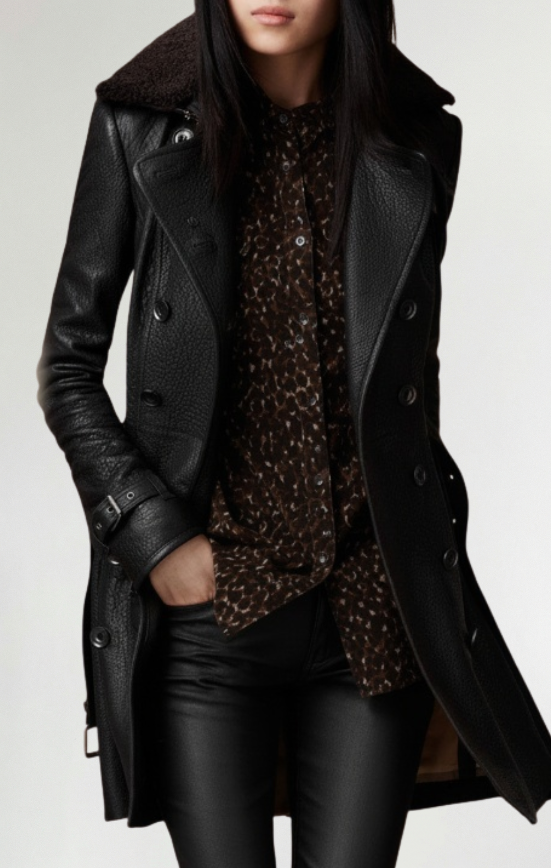 Cristina™ - Abrigo elegante de cuero