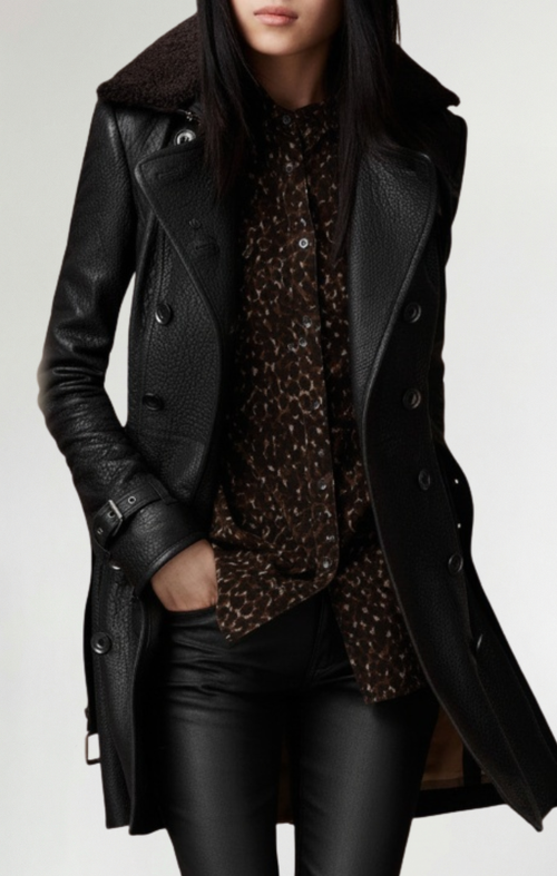 Cristina™ - Abrigo elegante de cuero