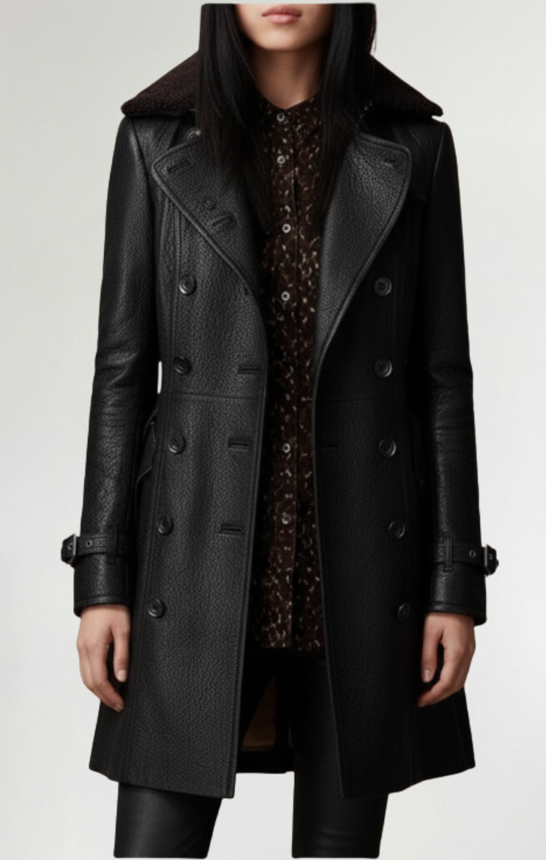 Cristina™ - Abrigo elegante de cuero