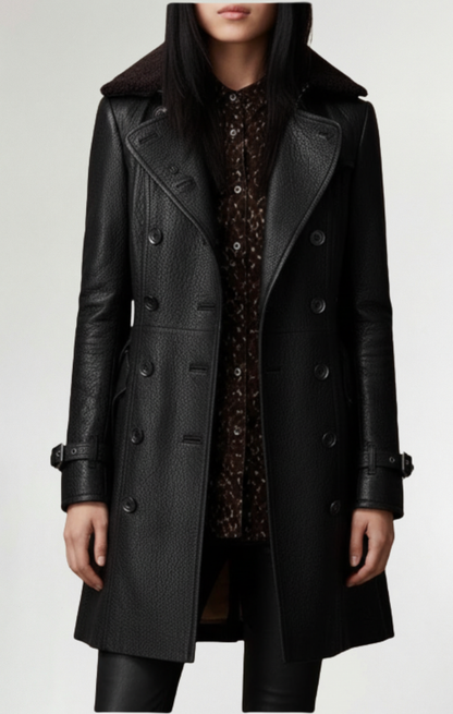 Cristina™ - Abrigo elegante de cuero