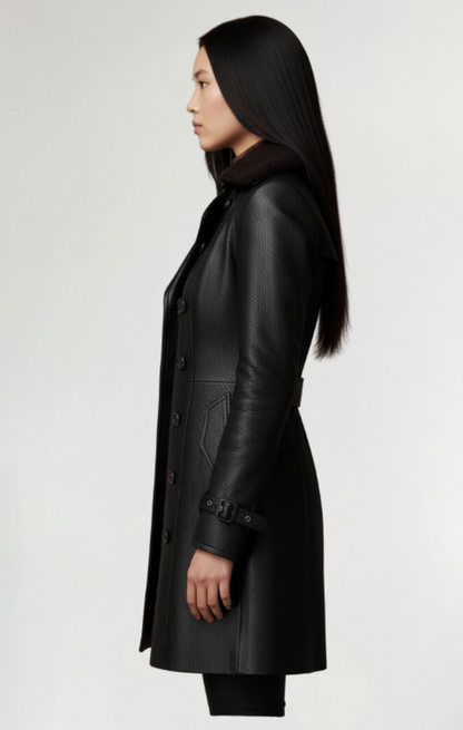 Cristina™ - Abrigo elegante de cuero