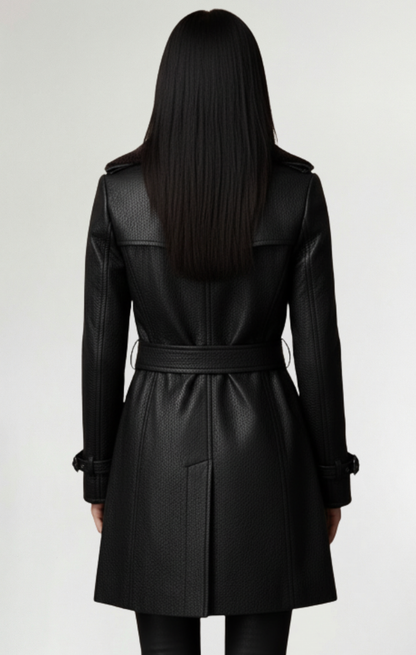 Cristina™ - Abrigo elegante de cuero