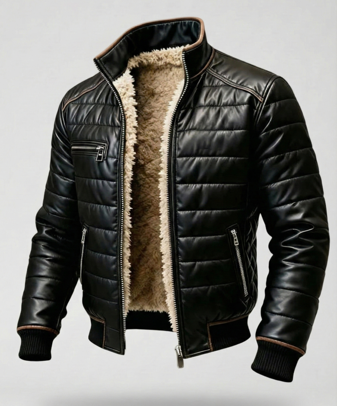 Francisco™ - Chaqueta acolchada negra con forro de sherpa