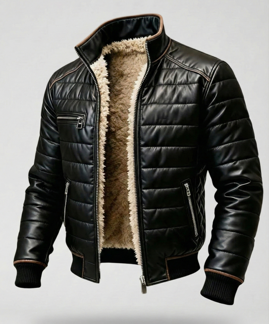 Francisco™ - Chaqueta acolchada negra con forro de sherpa