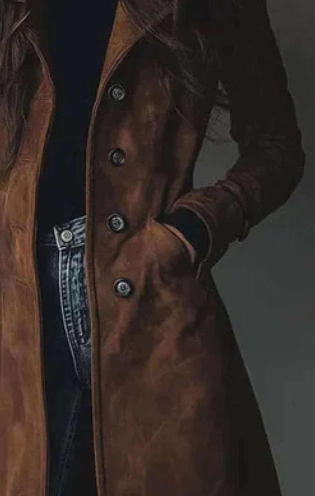 María™ - Chaqueta larga de ante vegano