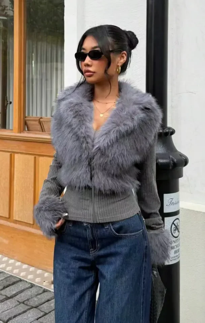 Mercedes™ - Chaqueta de piel de punto con parche de lujo