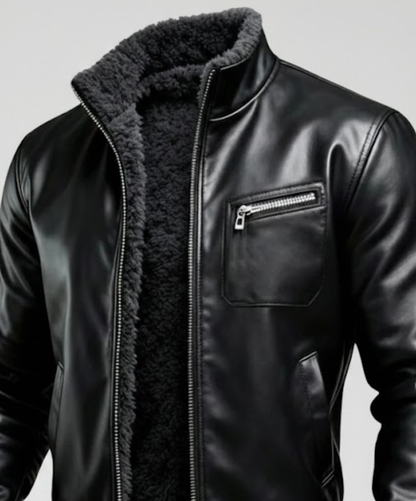 Rubén™ - Chaqueta de cuero negro cálido