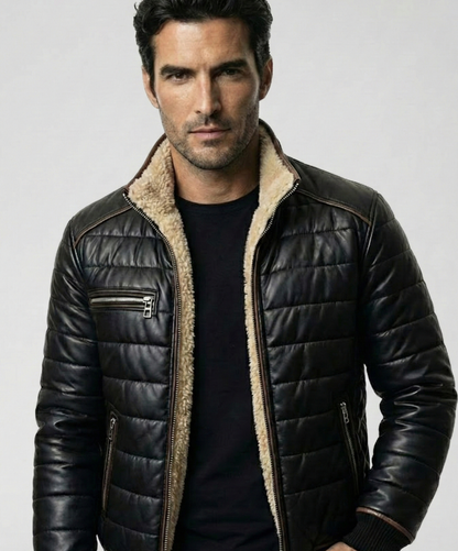 Francisco™ - Chaqueta acolchada negra con forro de sherpa